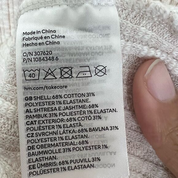 H&M Natural White Short Sleeve Collared Ribbed Dress Size Medium - Picture 8 of 9